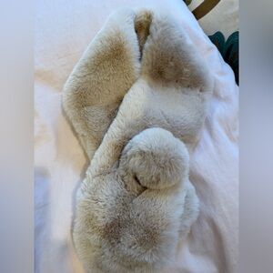 Plush Faux Fur Scarf with Pom Pom